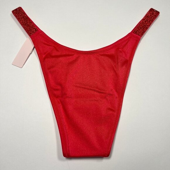 Victoria Secret Large L Brazilian Bikini Bottom Shine Strap Strawberry Pink - Picture 4 of 8